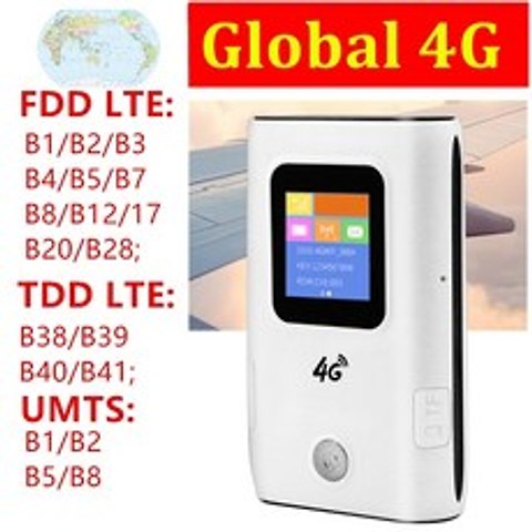 4G 와이파이 라우터 Mifi 4G LTE 포켓 모바일 와이파이 핫스팟 5200MAh 보조베터리 FDD/TDD 글로벌 Sim 카드|Wireless Routers|, 하얀