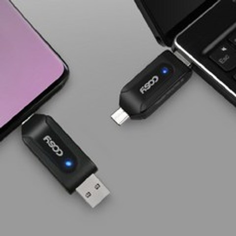 코시 타입C USB3.0 OTG 멀티 카드리더기 SD카드 MiCROSD카드 스마트폰 네비게이션 블랙박스 메모리 PC, 블랙, CR3440C