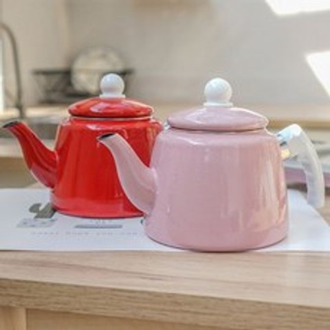 2L 예쁜 주전자 신혼집 가정용 업소용 캠핑 차 커피 끓이기 인테리어, 핑크