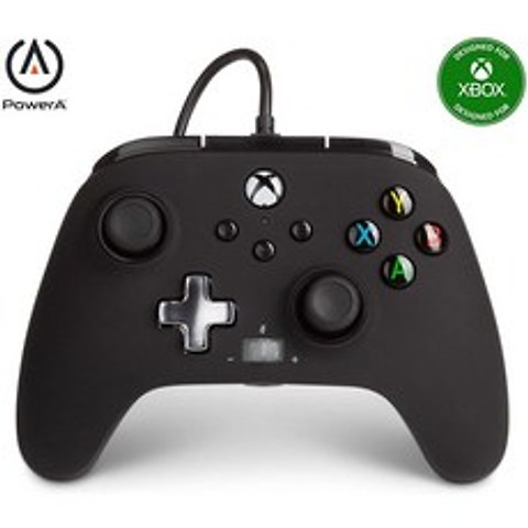 PowerA Xbox용 향상된 유선 컨트롤러 - 블랙 게임패드 유선 비디오 게임 컨트롤러 게임 컨트롤러 Xbox Series X S Xbox O, 1, 단일옵션