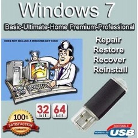 미국배송 호환되는 Windows 7 Home Premium Professional Ultimate 및 Basic 32/64 Bit USB 플래시 드, 1