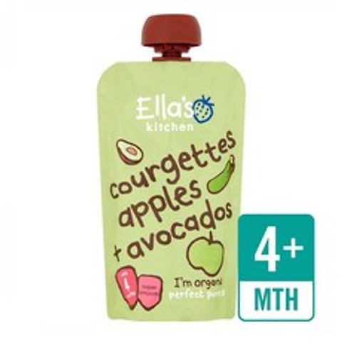 Ellas Kitchen Courgette Apples Avocados 엘라스 키친 애호박 사과 아보카도 아기 이유식 주스 120g 14팩, 1개