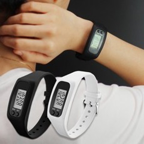 국산 단순 도보 디지털다기능만보기 손목시계밴드 방수 만보기 손목시계다이어트, 블랙