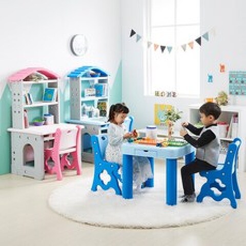 하이지니 컬렉션 유아책상의자 선물세트 유아책상 테이블 아이방꾸미기 풀세트, 하이지니프로(블루)+하이지니(블루)