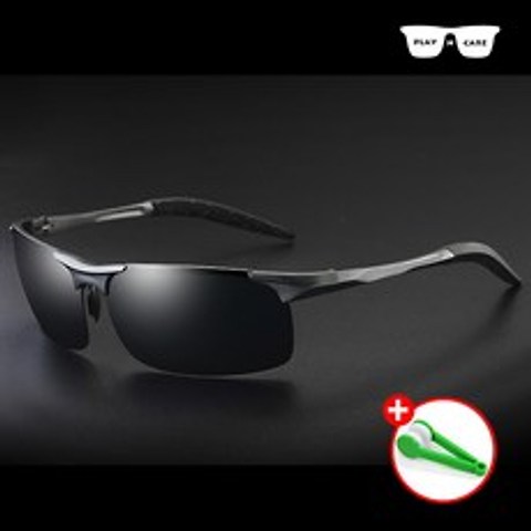 플레이앤케어 편광 선글라스 운전 등산 낚시 스포츠 고글, BLACK 프레임 - BLACK 렌즈