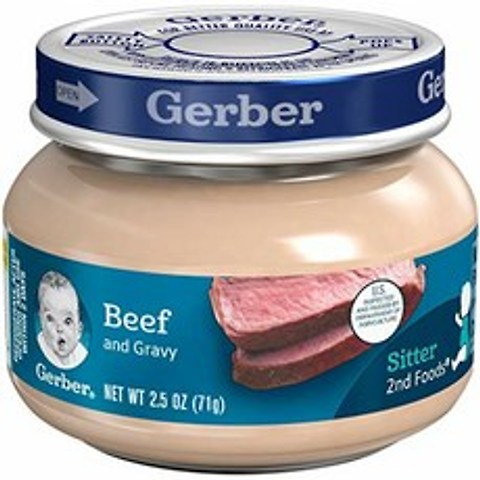(미국) 거버 소고기 그레이비 퓨레 71g 10팩 Gerber Purees 2nd Foods Beef & Gravy 2.5 Ounce Jars (Pack of 10)