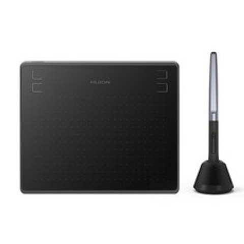 HUION HS64 그래픽 드로잉 디지털 태블릿 OTG 기능 Android Windows macOS 용 배터리없는 스타일러스가있는 서명 펜 태블릿, 검정, 협력사