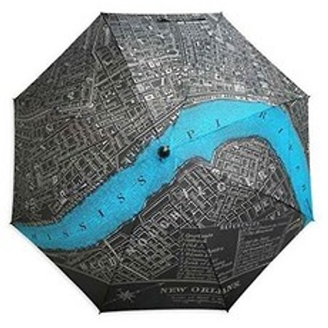 뉴 올리언스 빈티지지도 자동 오픈 우산 (전체 54 블랙) (Full 54