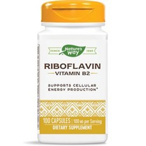 Natures Way 비타민 B2 100 mg 리보플라빈 캡슐, 100개입, 1개