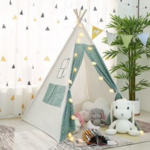 아이들을위한 어린이 텐트 플레이 하우스 아기를위한 Tipi 하우스 Wigwam 게임 하우스 인도 삼각형 텐트 공주 성 생일 선물|Toy Tents|, 단일, 1개, AZ010-0303-W