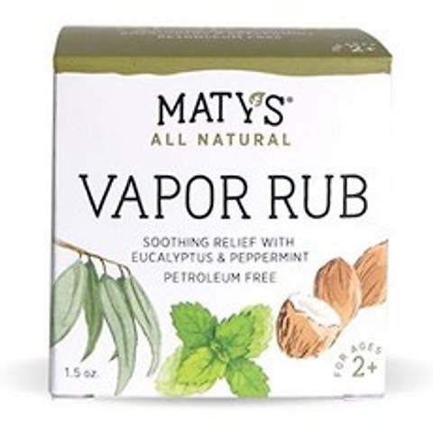Matys All Natural Vapor Rub-Petroleum Free-Made with Peppermint Tea Tree amp; Eucalyptus 1.5 oz., One Color_One Size, One Color_One Size, 상세 설명 참조0