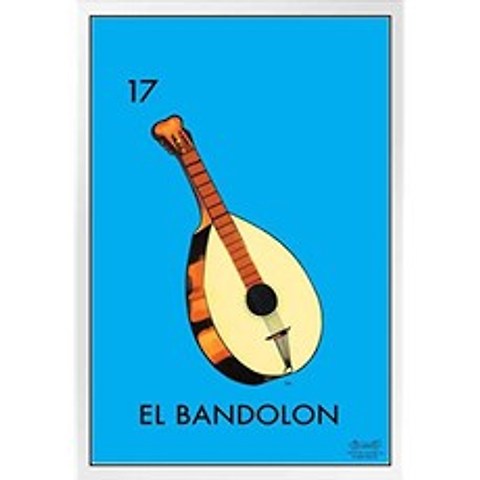 17 El Bandolon 기타 Loteria 카드 멕시코 빙고 복권 하얀 나 (Bandolon Guitar 12324 Framed in White Wood 14x20 in.), 본상품, 본상품