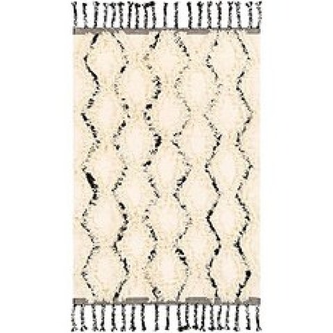 Sangerville 6 x 9 Rectangle Bohemian Global 100% Wool Cream Black Area Rug (6 x 9 Rectangle)
