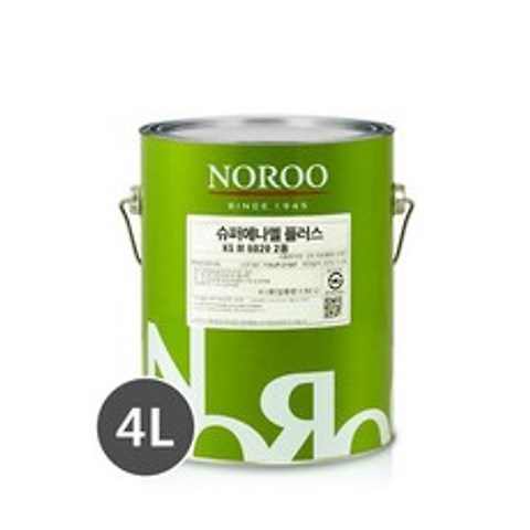 노루페인트 목재 철재용 유성페인트 슈퍼에나멜 플러스4L, 백색(반광)