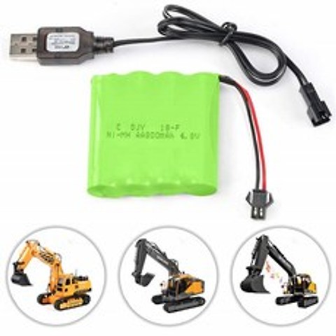DOUBLE E 4.8v 800mah AA NiMH Rechargeable Battery with USB Cable Charger for Excavator Toys Remote, One Size, One Color