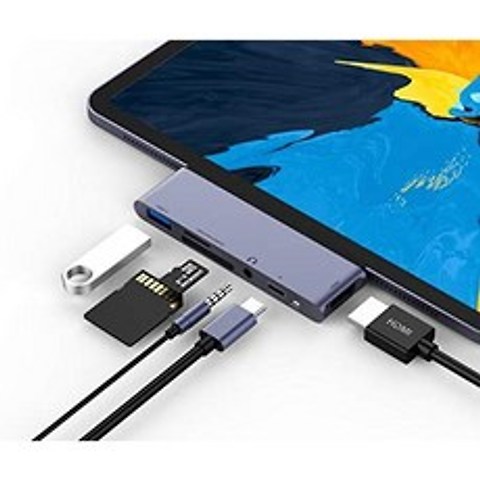 아이패드 프로 5세대 12.9 USB 허브 C타입 A07 아답터 USB C Hub for iPad Pro 2021 2020 2018 iPad Air 4, One Color_One Size, One Color, 상세 설명 참조0