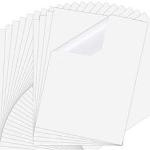25 매 잉크젯 스티커 용지 인쇄용 투명 필름 잉크젯 프린터 용 빠른 건조 용지 라벨 8.3X11.6 인치, 하얀