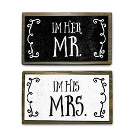 ANVEVO I’m Her Mr I’m His Mrs - Two Handmade Rustic Couple Metal Wood Signs – Cute Ru (Im Her Mr), Im Her Mr
