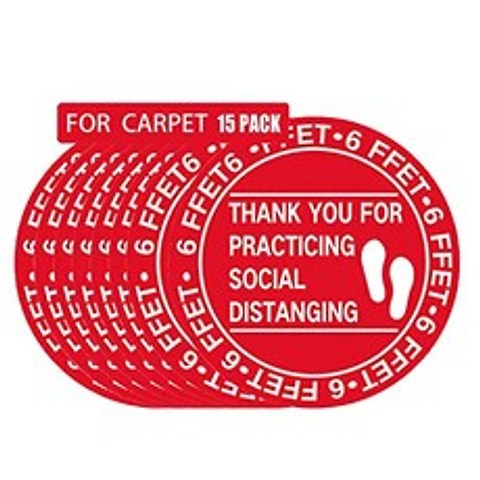 NMT 15 Pack Carpet Special Keep Safe Distance Floor Stickers Signs for Social K - P071208B4NPMN17, 기본