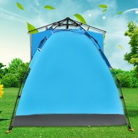 더블 텐트 Runtu 야외 스포츠 장비 캠핑 완전 자동 방수 텐트 초경량 태양 보호, 블루