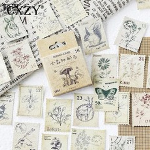 CXZY 45 개 빈티지 앨범 공장 작은 숲 꽃 스티커 스크랩북 DIY 종이 씰 라벨 일기 총알 저널 여행 1T813
