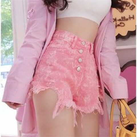 여성 태슬 맷돌 파반바지 연한색 큐트 핑크 트렌드 스타일리시 여름 핫팬츠