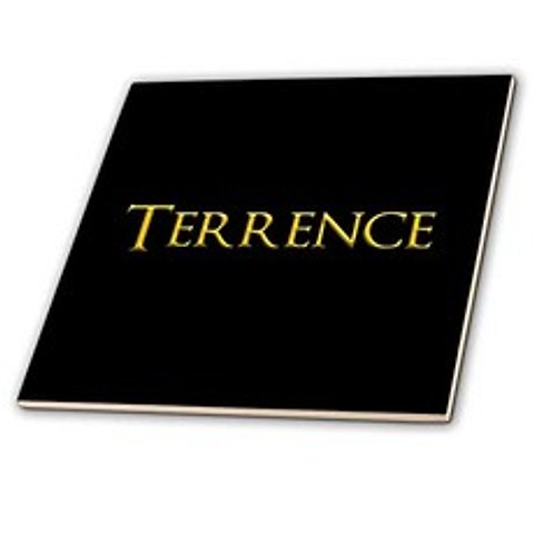 3dRose Terrence prevailing boy name in the USA. Yellow on black amulet - Tiles (ct_3 (6-Inch-Glass), 6-Inch-Glass