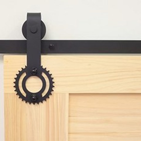 Sliding Barn Door Hardware Standard Double Door Kit 4.5FT Flat Track (4.5FT Double Gear Design), 4.5FT Double, Gear Design