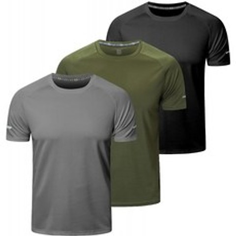 프루오 3팩 멘스 티셔츠 드라이핏 워크 셔츠 수분 윅킹 액티브 애슬레틱 러닝 탑 남성 쇼트 슬리브 티셔