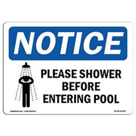 OSHA 공지 사항 표시-공지 사항 수영장에 들어가기 전에 샤워하십시오 | 비닐 라벨 데칼 | 비즈니스 건, 단일옵션