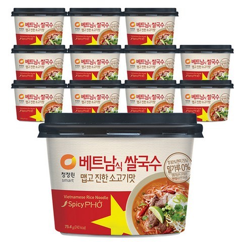 청정원 베트남식 쌀국수 맵고 진한 소고기맛, 75.4g, 12개입