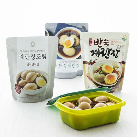 풍요한아침 계란장조림 3종 멀티팩 + 용기, 1200g, 1세트