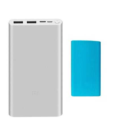 샤오미 5세대 보조배터리 10000mAh 멀티단자 + 젤리 케이스, PLM13ZM, 배터리(실버), 케이스(랜덤발송)