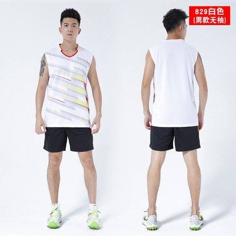 배구공 Volleyball clothes set male volleyball sportswear female short-sleeved sleeveless volleyball male training suit c-617230405079, 829 남성 민소매 - 화이트M