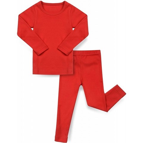 ABAUMA Baby Boys Girls Pajama Set Kids Toddler Snug fit Basic Cotton Sleepwears pjs for Daily (Red-2 X-Large)
