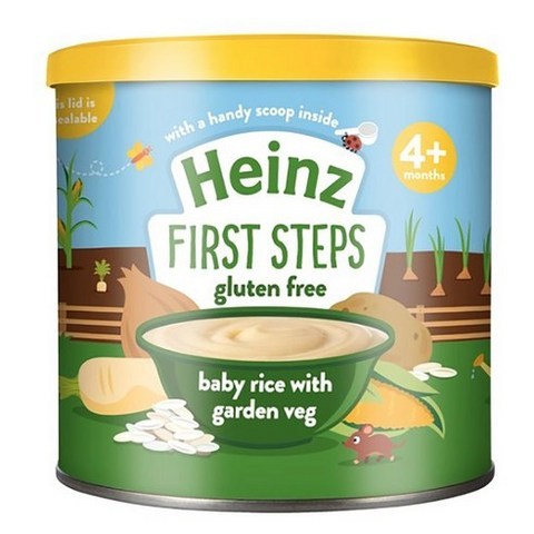 직구 x [Heinz] Baby Rice Garden Vegetable 하인즈 4개월이상 베이비 라이스 가든 베지터블 200g x 3팩, 혼합맛