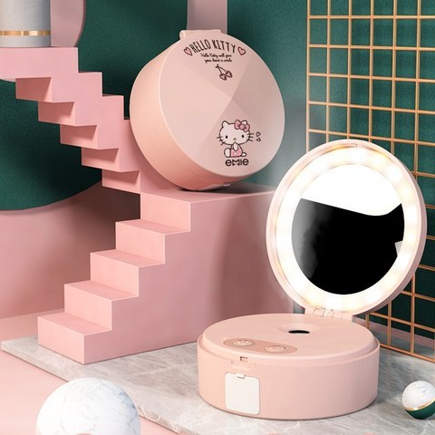 (해외직구상품) 키티 LED 화장거울 나노 수분공급기, 핑크, KT-WP