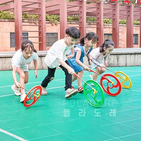 폴라도레 어린이 유아 플라스틱 굴렁쇠 전통 민속놀이 게임 J