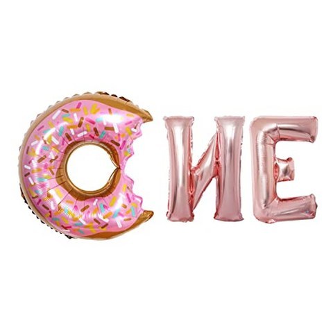 25 Donut Balloons One Letter Aluminum Foil Balloon with Sprinkles for Girls 1st Birthday Party Indoor Outdoor Toy for Kids Party Decorations Supplies, 본상품