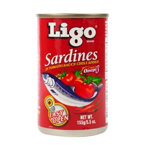 Ligo Sardines in Tomato Sauce Chili 리고 사딘스 토마토 소스 칠리, 1개, 155g