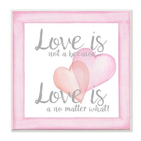 Stupell Home Décor Love No Matter What Pink Hearts Wall Plaque Art 12 x 0.5 x 12 Proudly Made i, 단일옵션