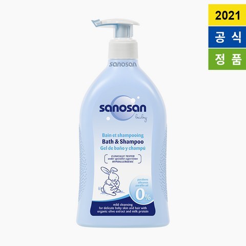 [사노산] 베이비 바스앤샴푸 500ml - 2ni1 세정 / 아기 목욕 /아기보습