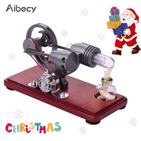 Aibecy LL-006 모델 미국의 복고풍 DIY 스털링 엔진 플라이휠 포함하는 나무 기본 달러 기호 및 색깔의 LED 스트링 빛 구슬, 1개