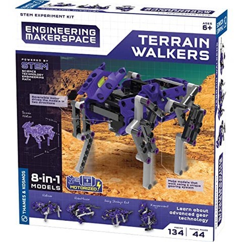 Thames Kosmos Engineering Makerspace Terrain Waliter Science 실험 모델 빌딩 장비 건설 8 멋진 보행 기계는 간헐적 인 기어에 대해 배웁니다., 본상품, 본상품