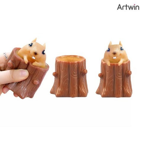 2000 심쿵 통나무 다람쥐 주물럭 틱톡 난리템 유튜브 말랑이 스퀴시 스트레스해소 심쿵란 촉감놀이 장난감, 단품