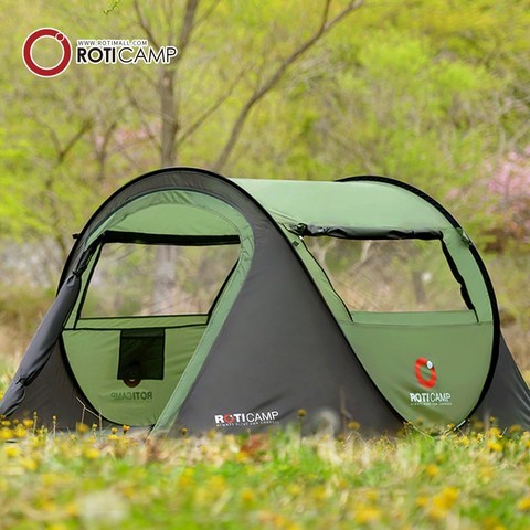 로티캠프 네이처 팝업 원터치 텐트 2인용, 네츄럴그린