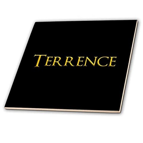 3dRose Terrence prevailing boy name in the USA. Yellow on black amulet - Tiles (ct_3 (6-Inch-Glass), 6-Inch-Glass