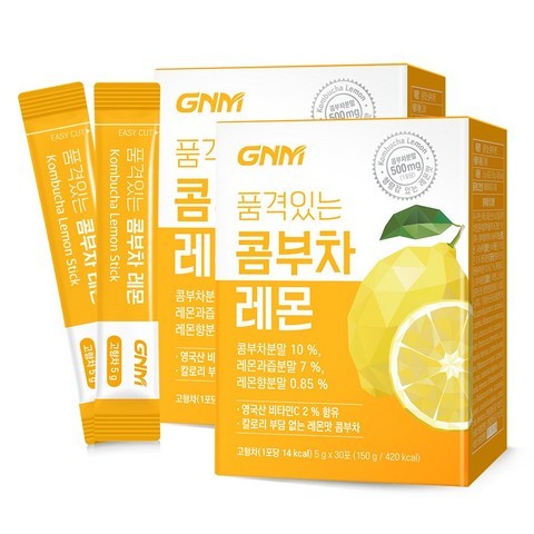 GNM자연의품격 품격있는 콤부차 레몬 비타민C 유산균 분말 스틱, 60포, 5g