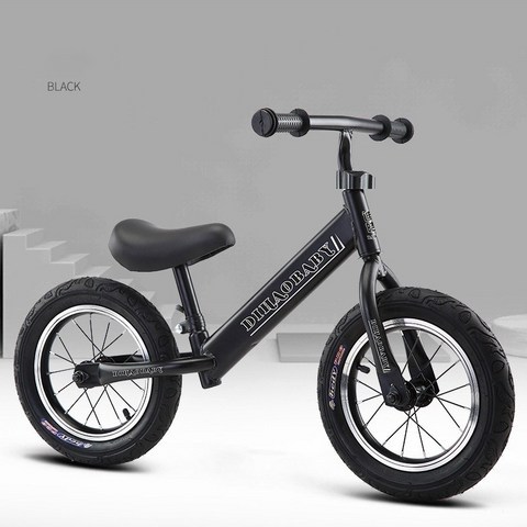 CUMEE 아동 밸런스 바이크 페달 없는 자전거, 블랙(12인치)