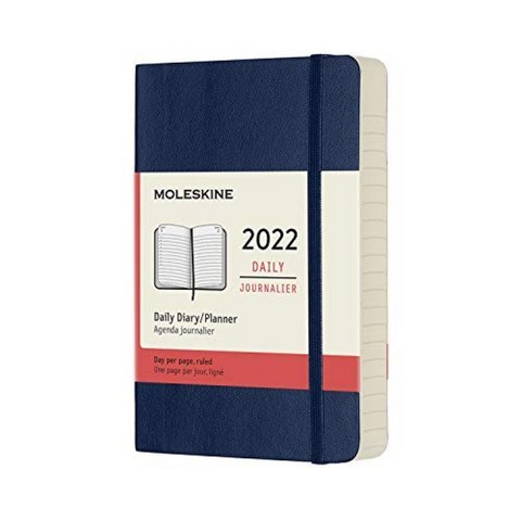 Moleskine Classic 12 Month 2022 Daily Planner 소프트 커버 포켓 (3.5 x 5.5) 사파이어 블루, 단일옵션